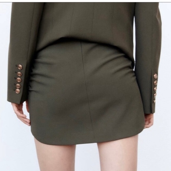 Zara army khaki green mini rouched skirt size Medium - Picture 2 of 6